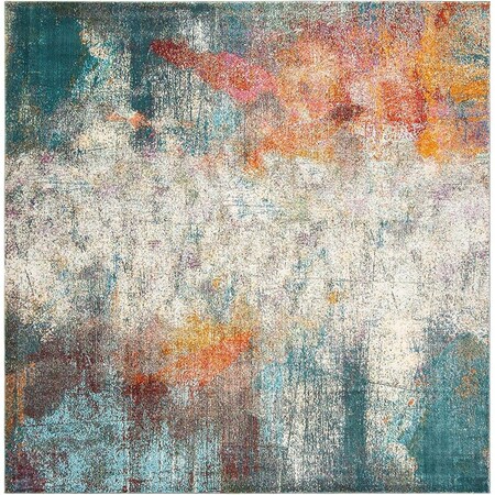 Safavieh 6 ft. 7 in. x 6 ft. 7 in. Luxor Power Loomed Square Area Rug Ivory & Blue LUX312A-7SQ